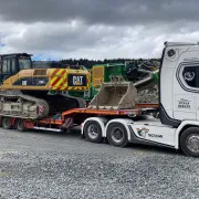 JJP Haulage Ltd Scania Lorry with JCB cargo on the back